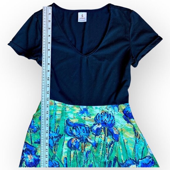 Van Gogh Irises Picture Print Dress Short Sleeve A Line Twirl Size Womens Small - Picture 11 of 13